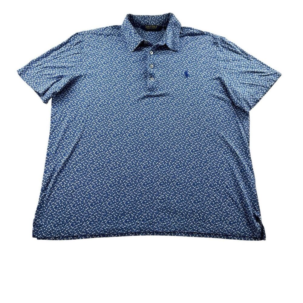 Polo Golf Ralph Lauren Pro Fit Mens XL Blue Floral AOP Cotton Short Sleeve